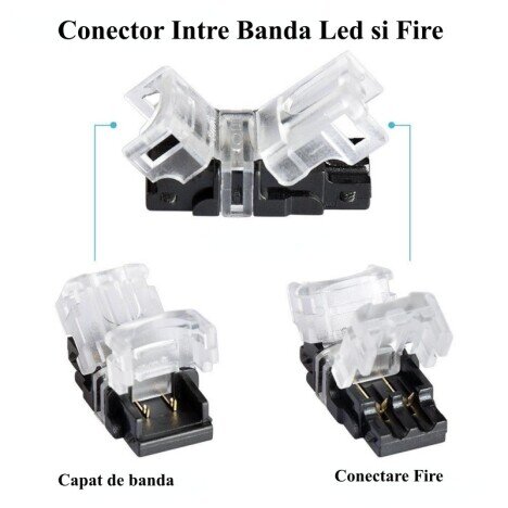 CONECTOR BANDA LED 8MM 2 PINI - 2 FIRE